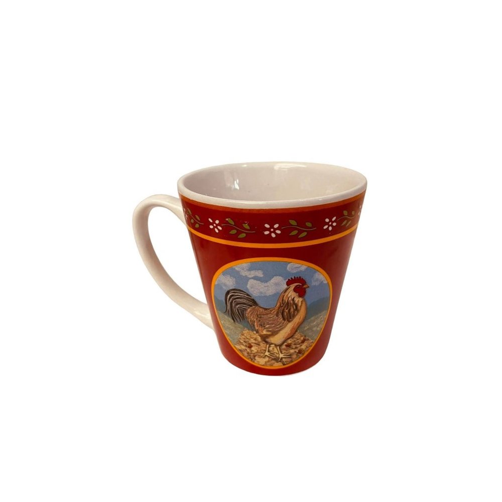 Trisa‎ Coffee Tea Mug Cup Country Rooster Red Size 4"H x 3.5" W